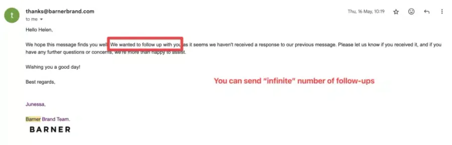 follow up email