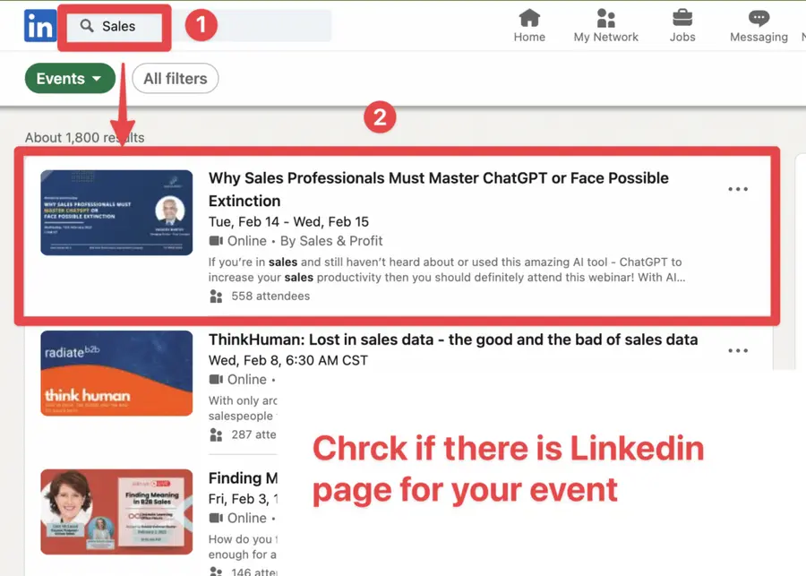 find linkedin profile linkedin event