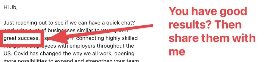example of a linkedin message not backed up with data