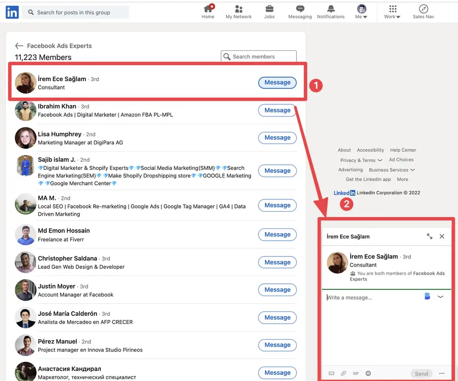 message linkedin group members without sending connection requests