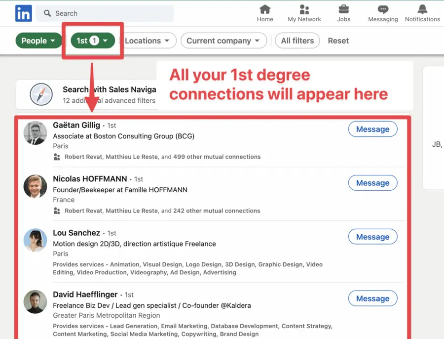 1st degree connection export linkedin