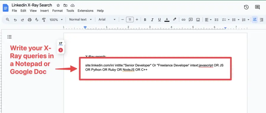 write x ray search