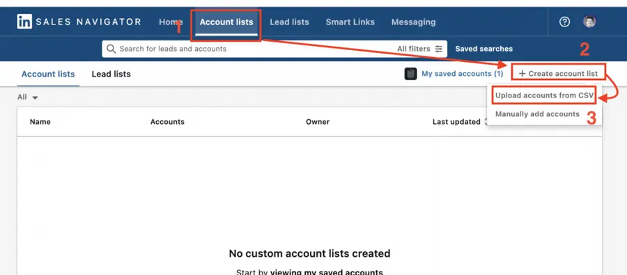 account csv upload sales navigator