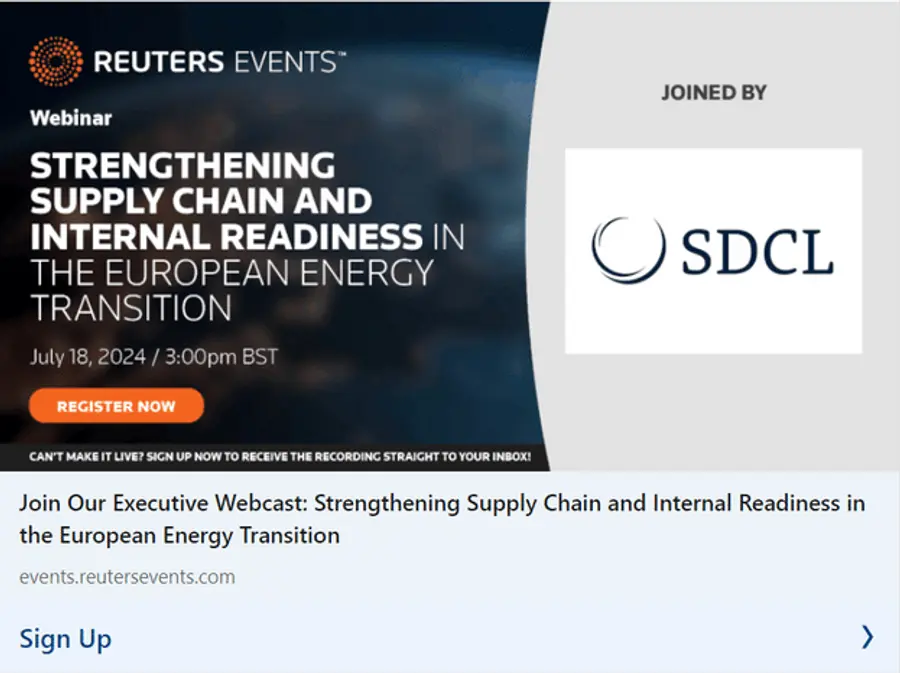 Reuters Events webinar titled 'Strengthening Supply Chain and Internal Readiness in the European Energy Transition