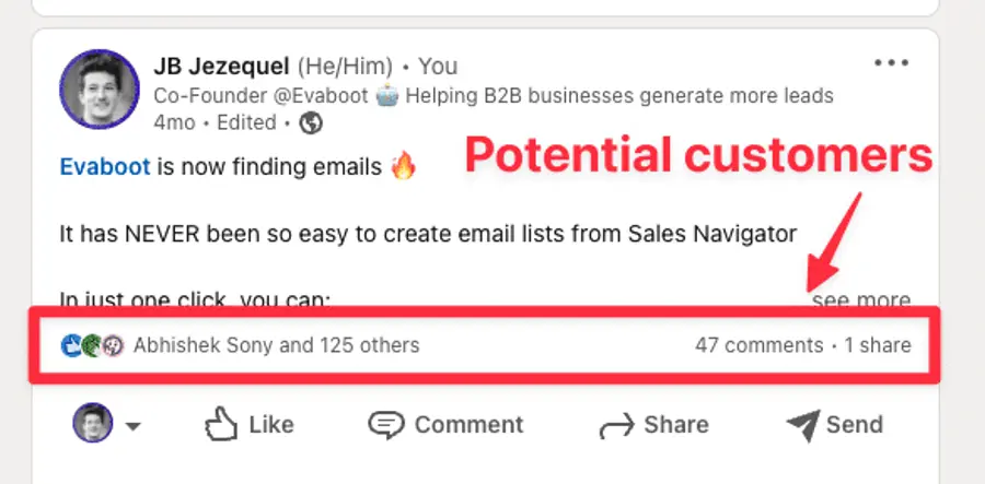 linkedin post commenters and likers