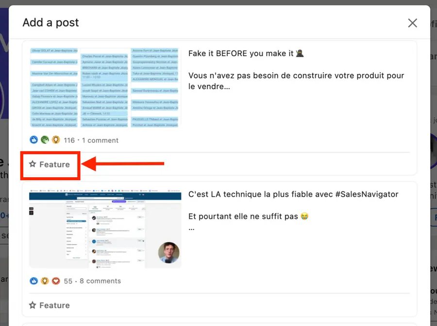 feature post in linkedin profil