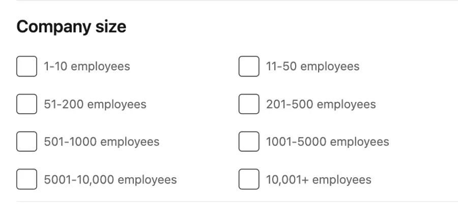 company size linkedin filter