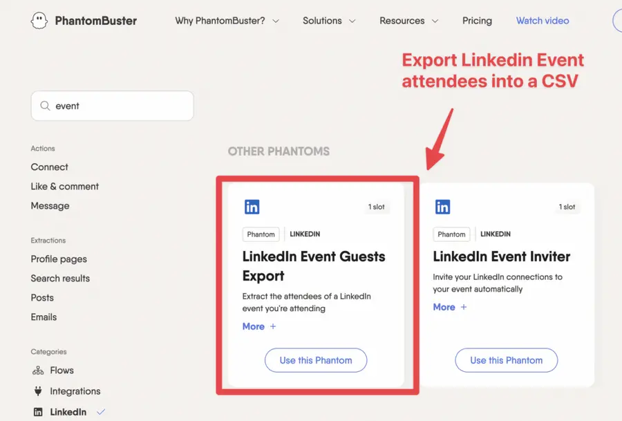 export linkedin event attendees