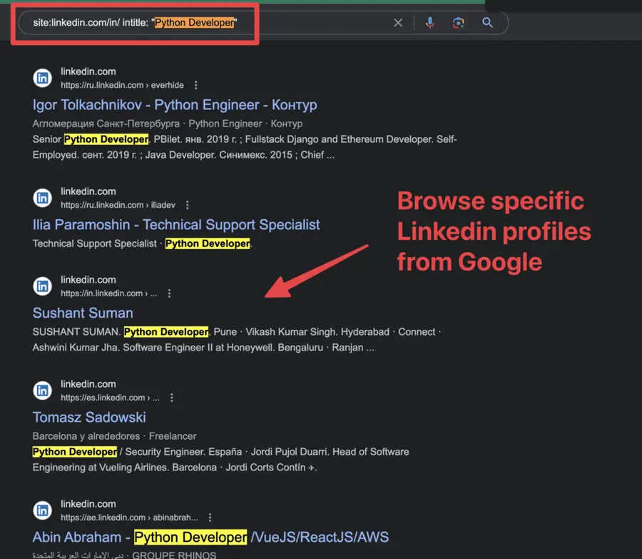 linkedin url example for job seekers