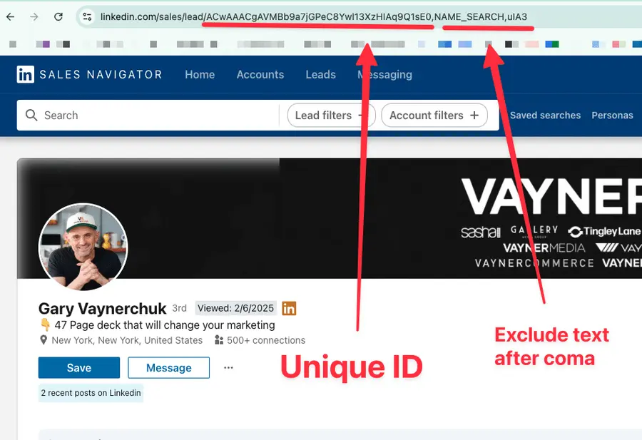 Unique LinkedIn ID URL