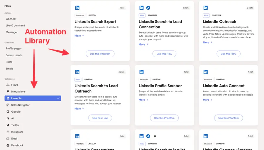 phantombuster features