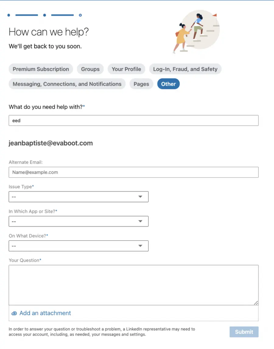 linkedin jail contact customer support