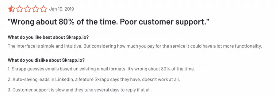 customer support review skrapp