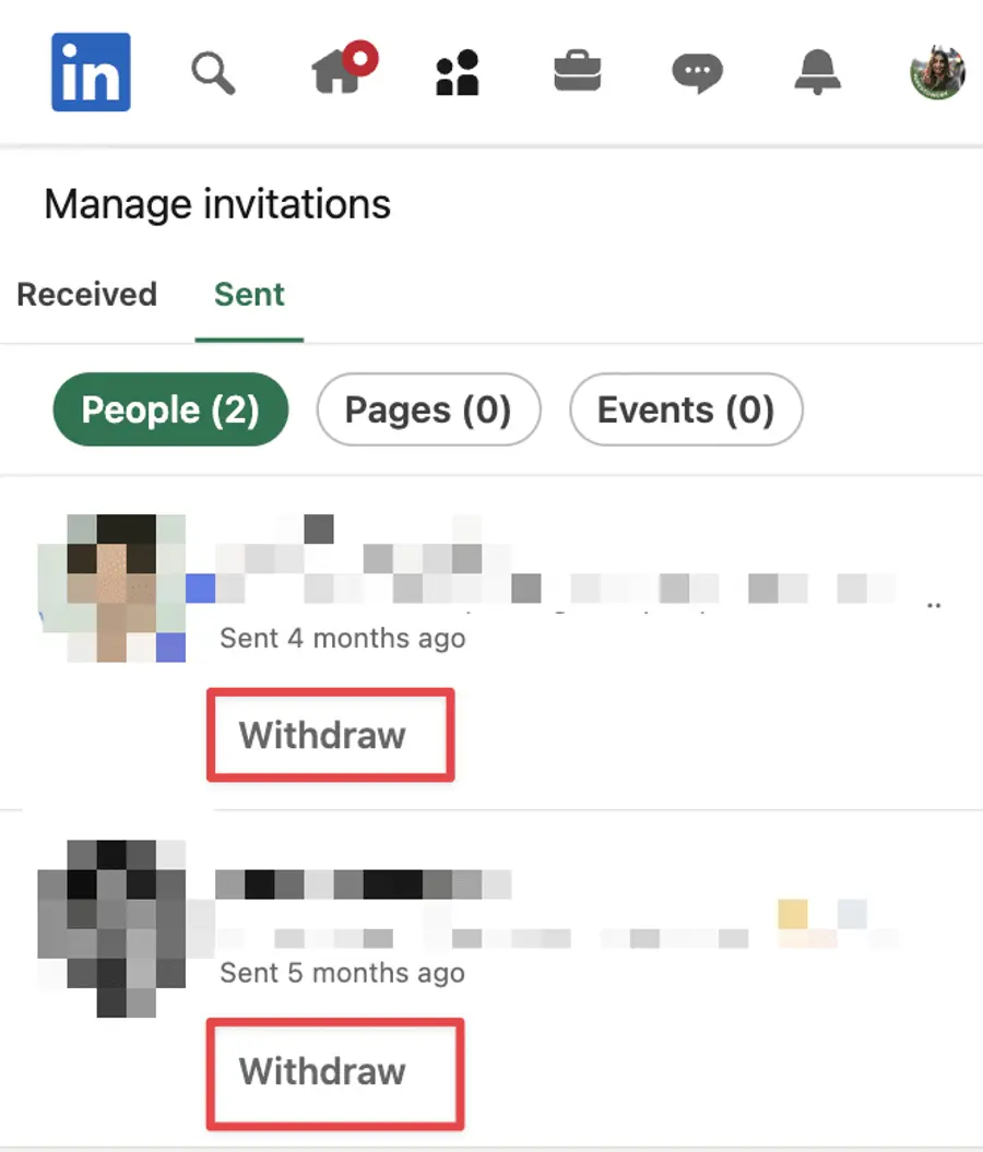 cancel linkedin invite on mobile
