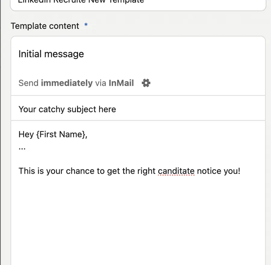 message template on linkedin recruiter