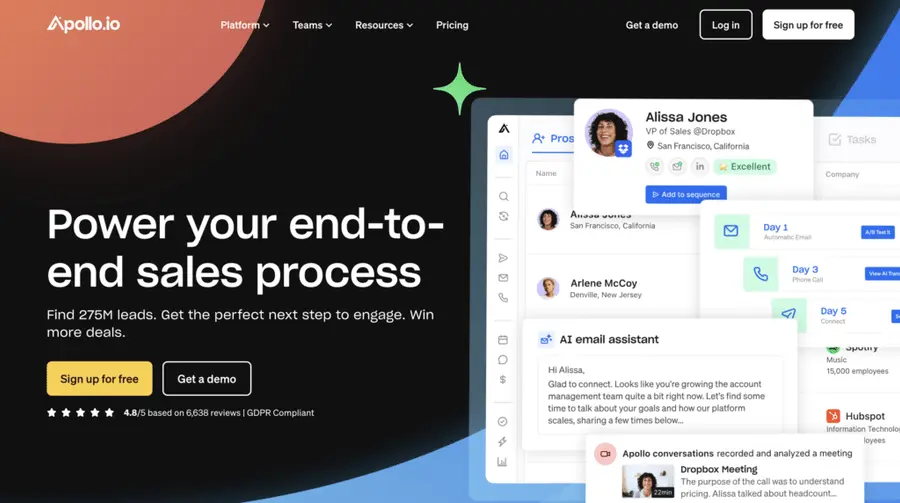 apollo io tool for b2b prospection