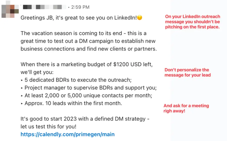 how not to send a networking message on linkedin 