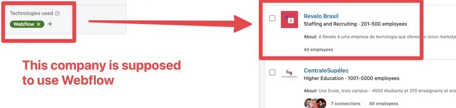 how to use technology filter on sales navigator
