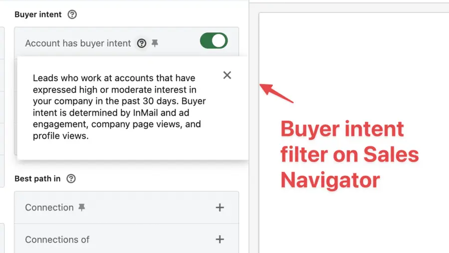 buyer intent filters sales navigator