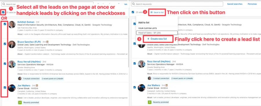 create a lead list sales navigator ( )