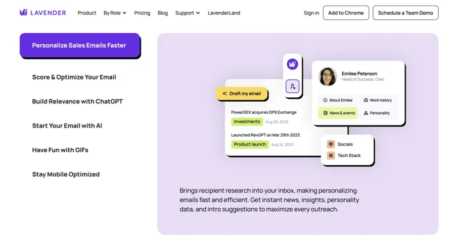 lavander ai sales prospecting tool more replies more sales pipeline