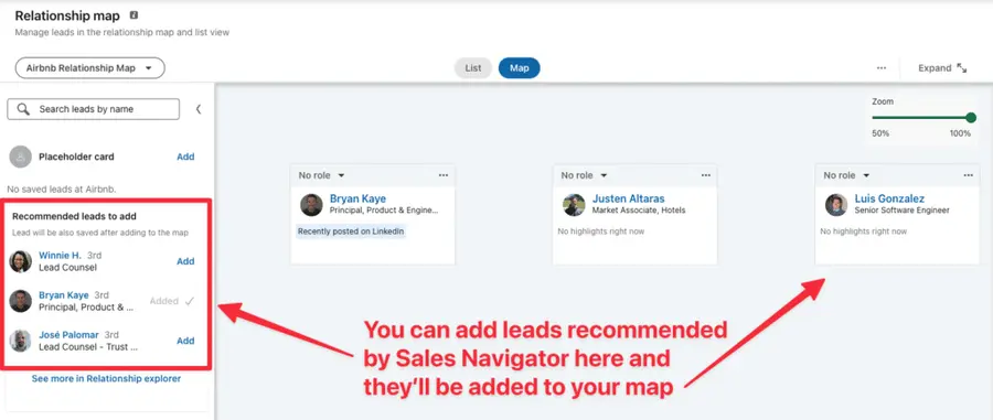 add leads in relationship map sales navigator