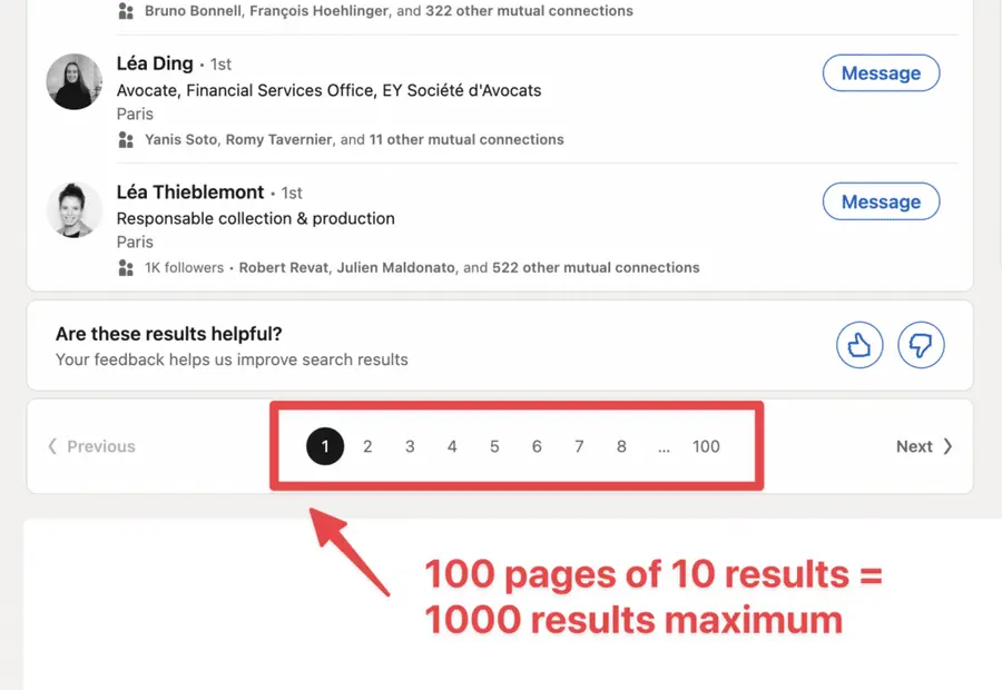 linkedin search results limitations