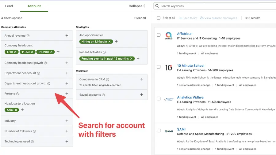 Targeting account based marketing su LinkedIn Sales Navigator