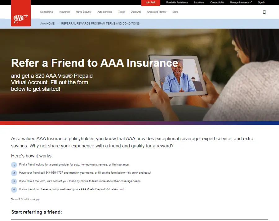 AAA Insurance Refer a friend example