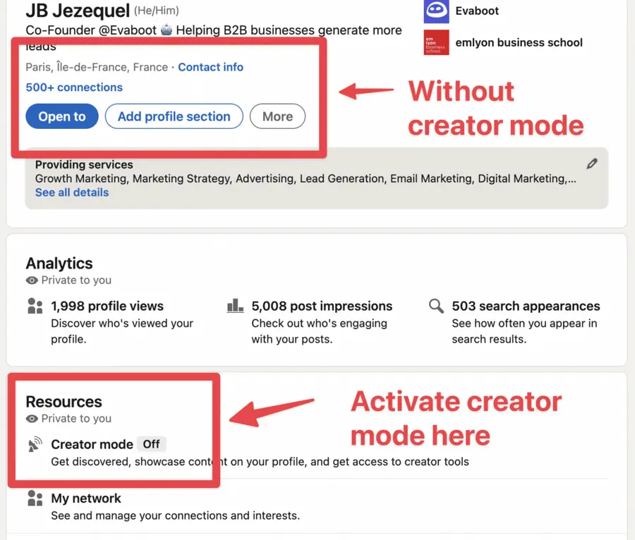 how to activate creator mode