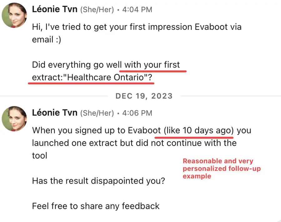 linkedin follow-up message example