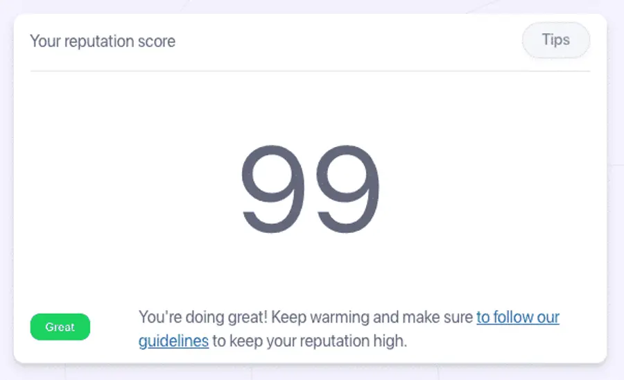 evaboot's email sender reputation score