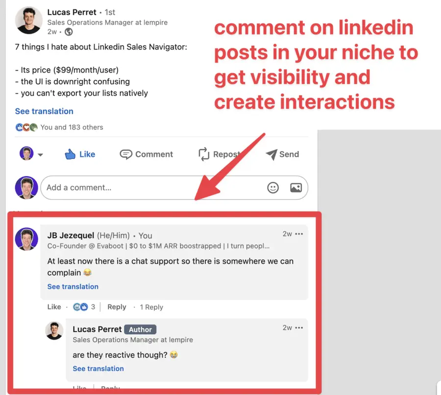 comment on linkedin post