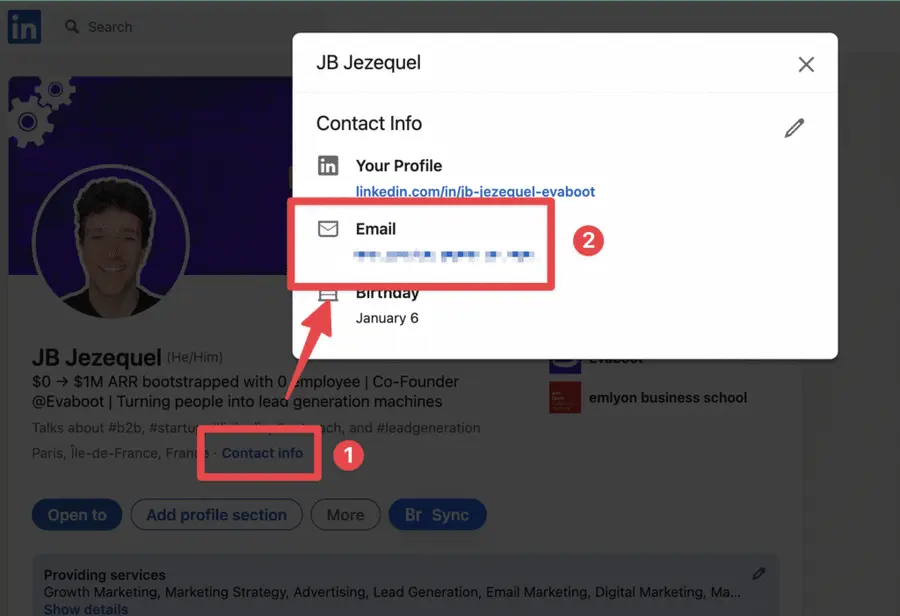 get contact numbers from linkedin