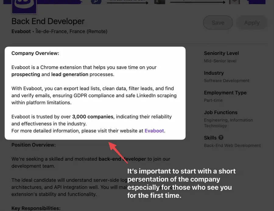 introduce your values and perks to the candidates