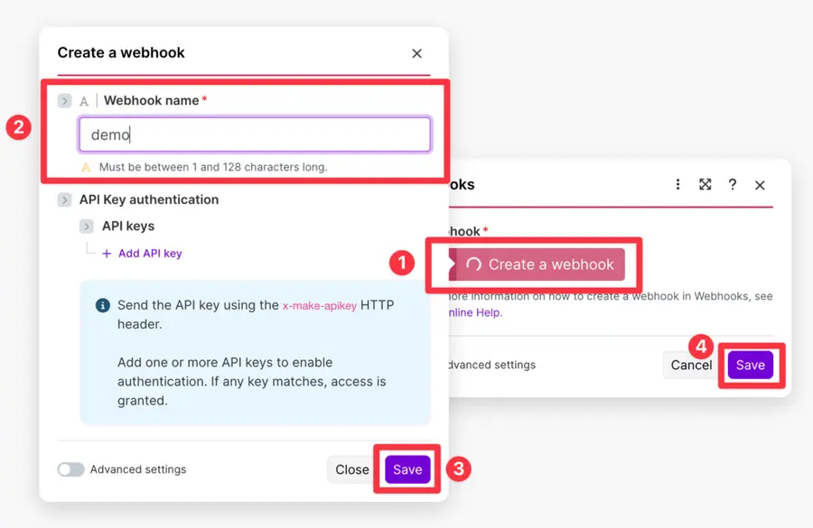 create a webhook with make