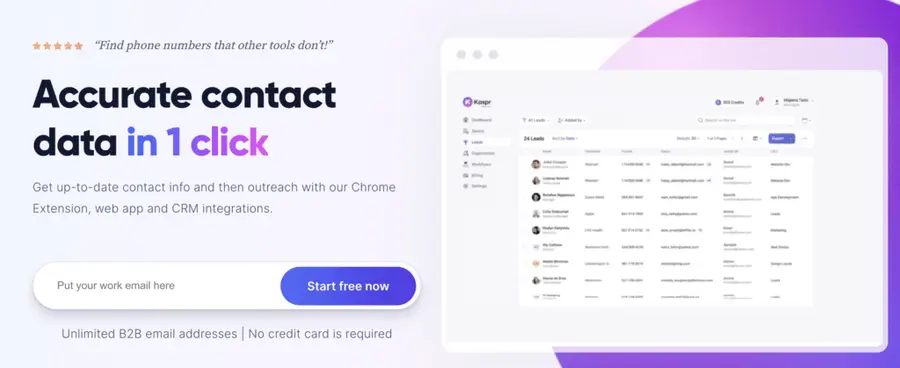 kaspr Chrome extension for b2b verified emails and phone numbers