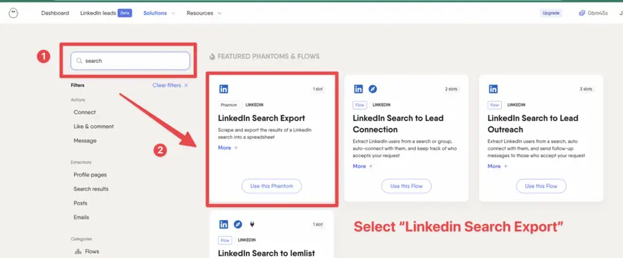 export linkedin connections through search