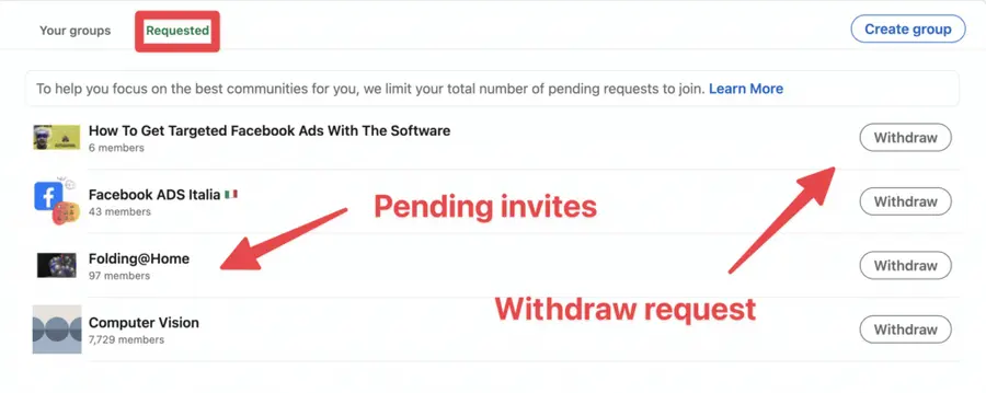 find linkedin group requests
