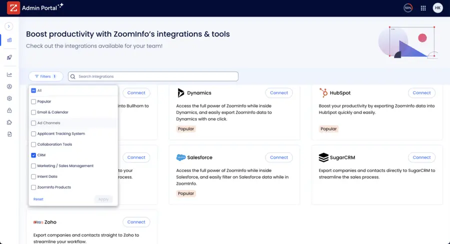 zoominfo integrations and tools