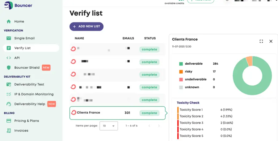 verify email list with Bouncer