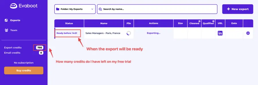 how evaboot lead list export works