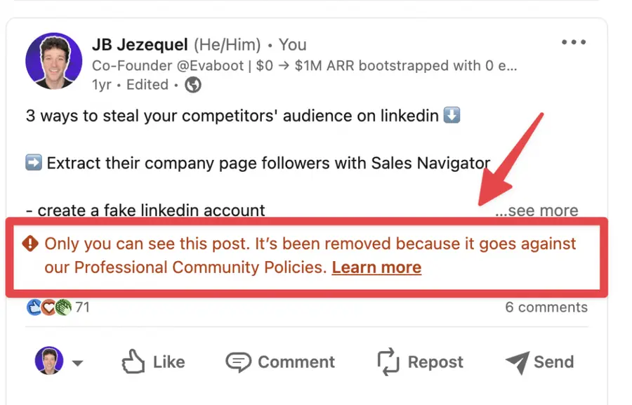 linkedin rules violation