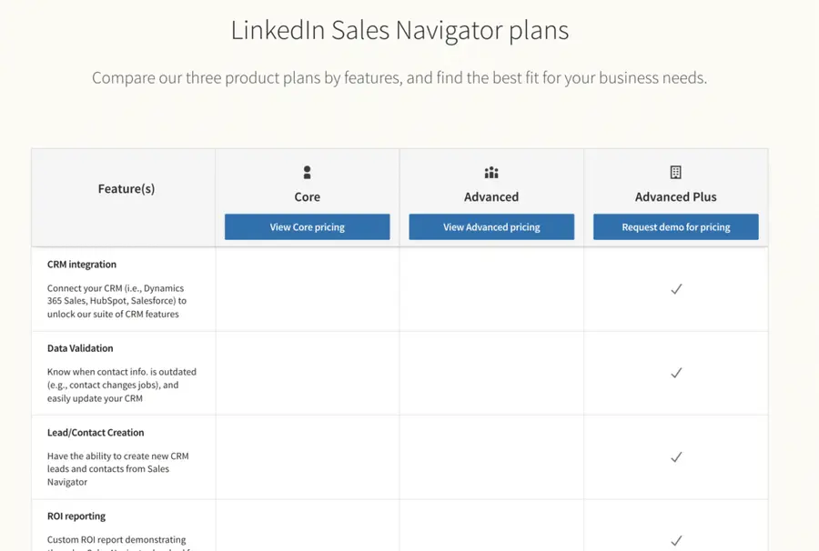 linkedin sales navigator plans