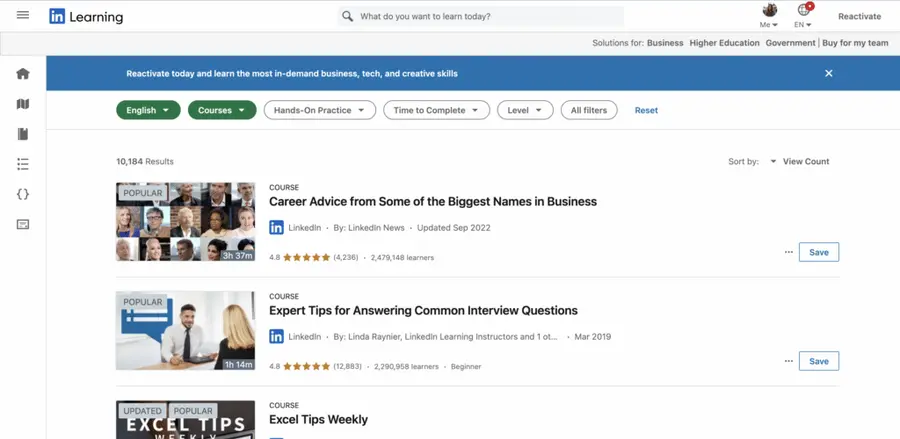 Linkedin learning online courses