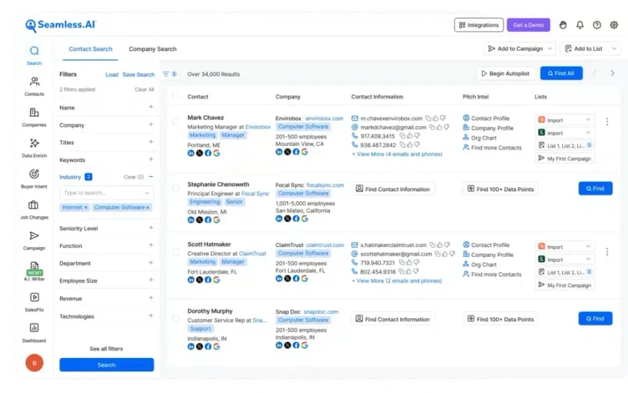 seamless contact data