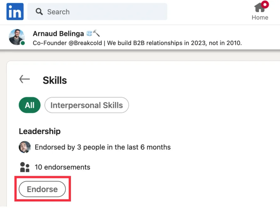 endorse skills linkedin