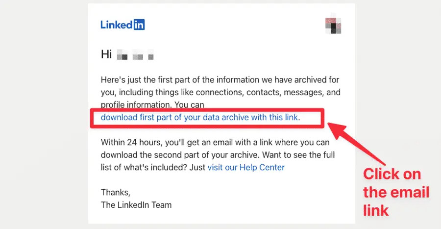 linkedin email data archive