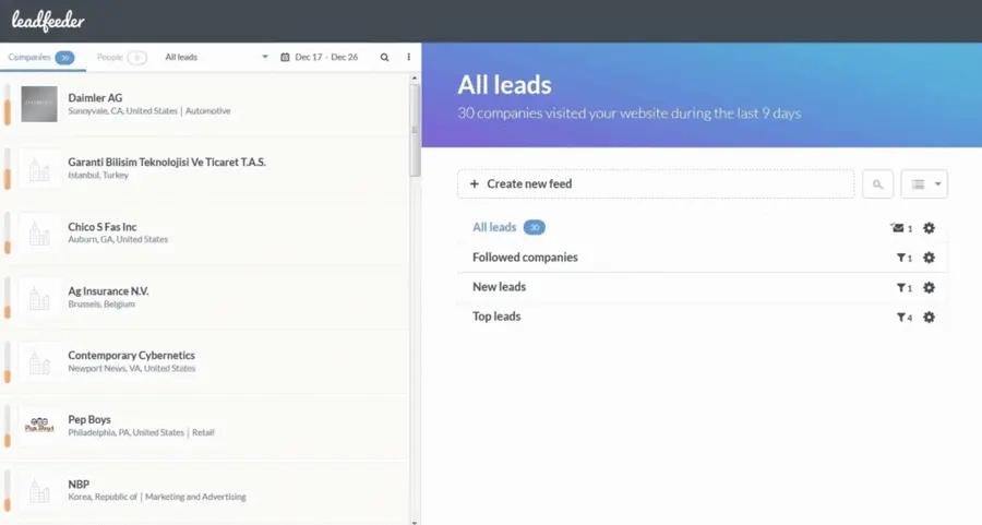leadfeeder lead generation