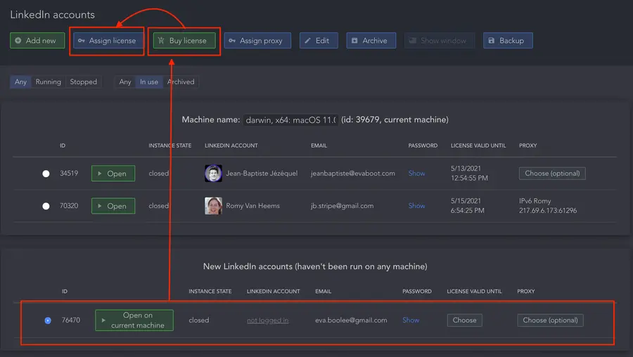 assign license to linkedin account 
